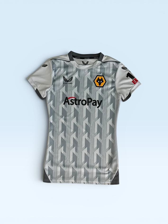 Wolverhampton Wanderers 2022-23 grey third soccer jersey, Castore kit