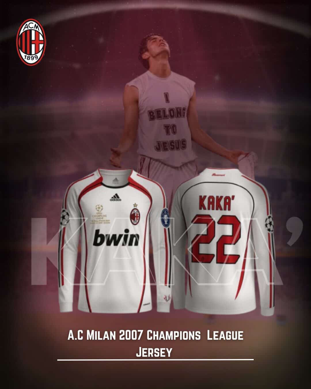 Kaka #22 AC Milan 2006-07 white long sleeve away soccer jersey, retro kit – photo 3