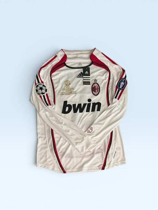 Kaka #22 AC Milan 2006-07 white long sleeve away soccer jersey, retro kit